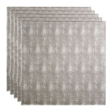 Acoustic Ceiling Products Fasade Border Fill - 23-3/4" x 23-3/4" PVC Lay In Tile in Crosshatch Silver - PL5921